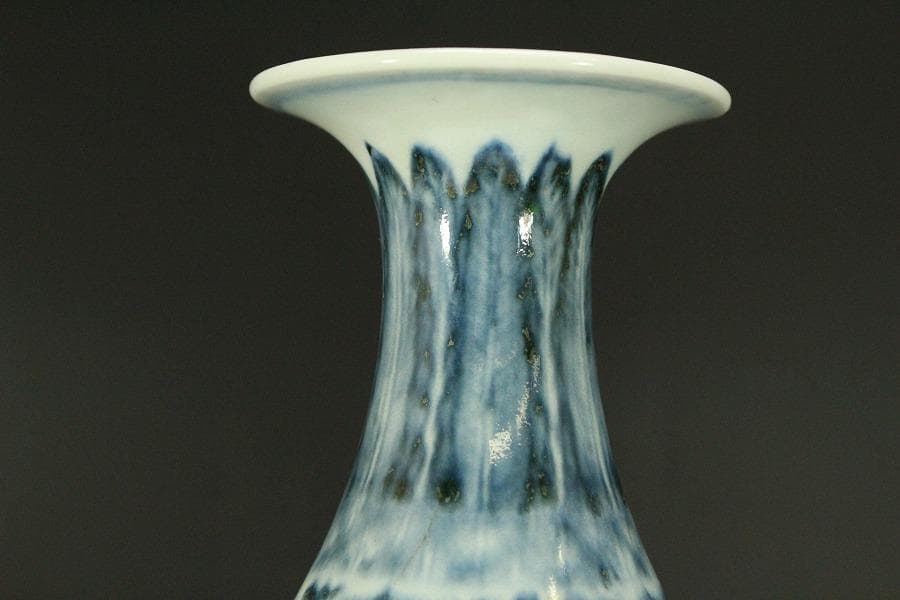 中国美術 青花 古染付 唐物 唐子紋 瓶 高22.5cm 永楽年製(LC516)