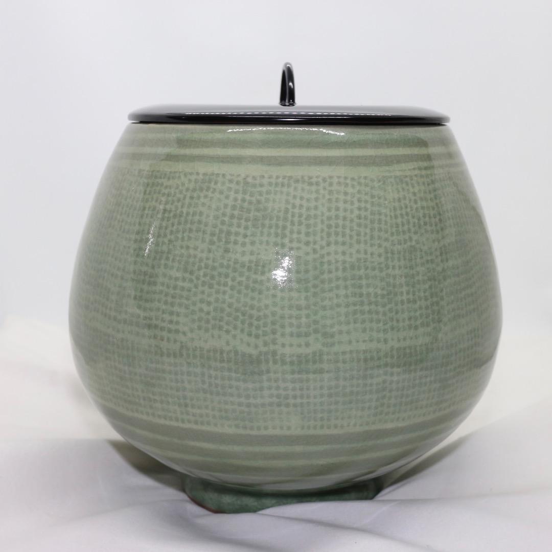 韓国人間文化財 柳海剛(柳根瀅) 高麗青磁 水指 茶道具 共箱