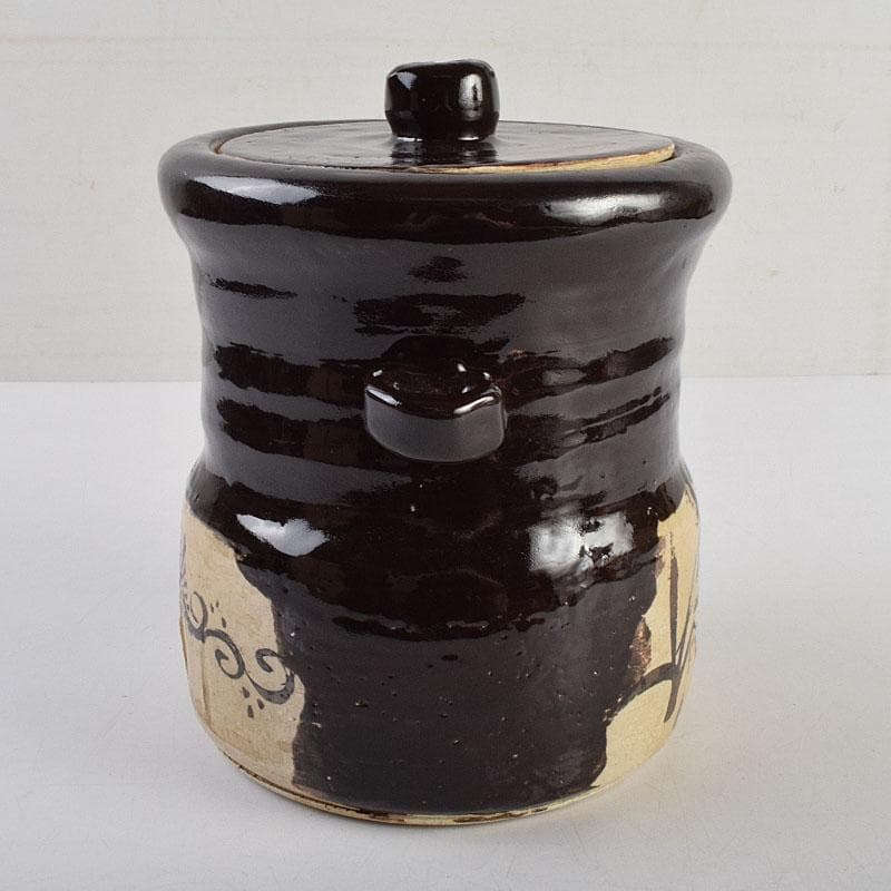 北大路魯山人作　黒織部　花草文　水指　銘清風　清水公照極め箱　M　R9402H