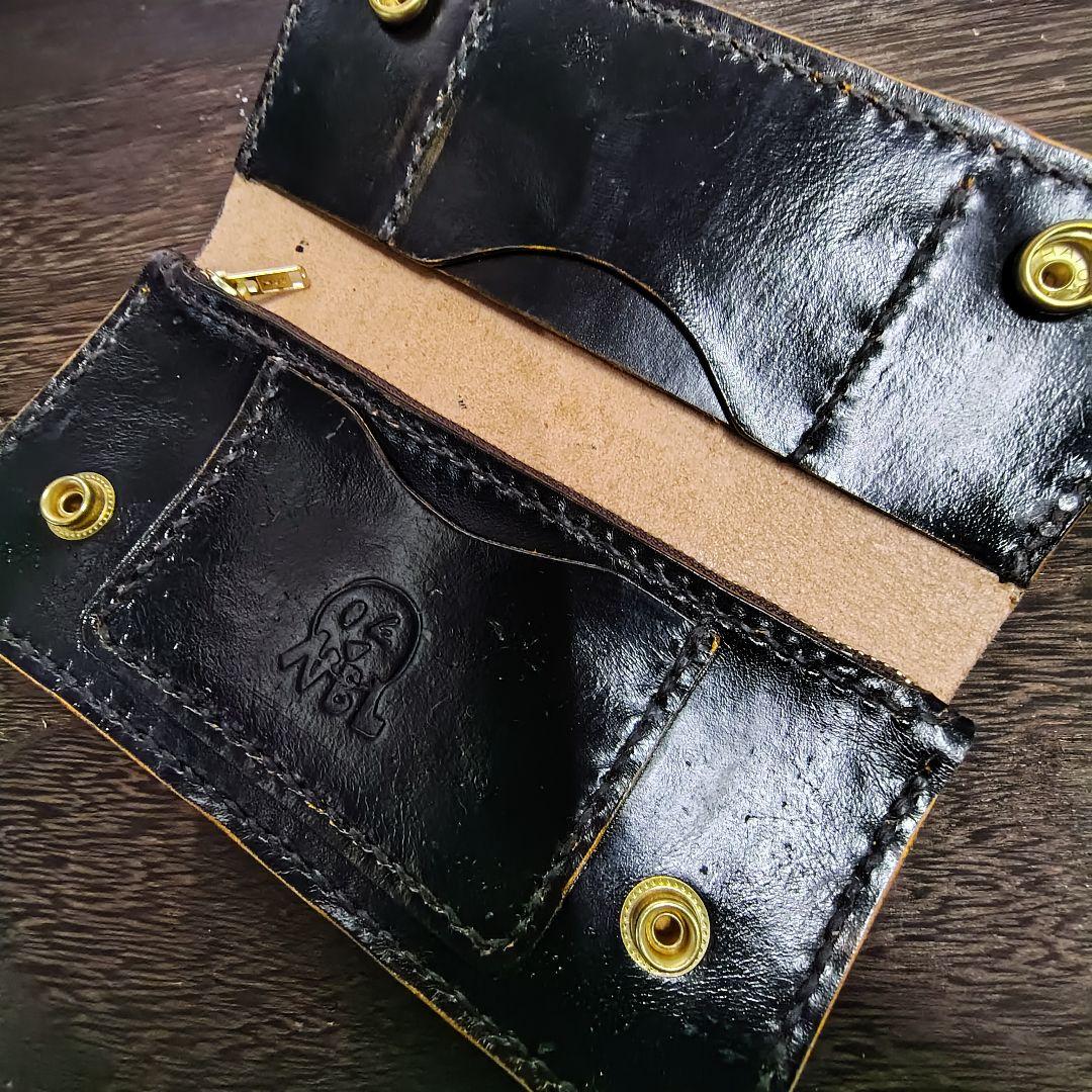 トラッカーウォレット ロング 手染め 黒