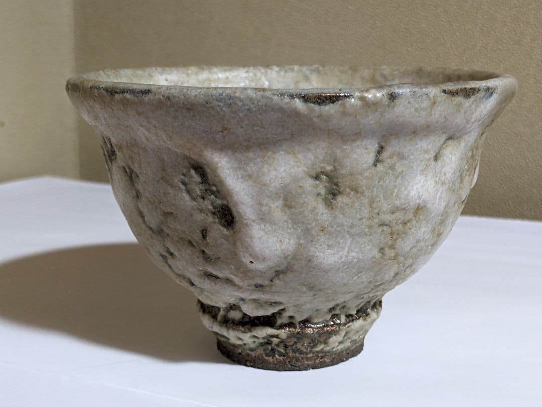 ♦茶道具 抹茶盌 竹節高台 唐津 益子焼？アンティーク 骨董品 コレクション