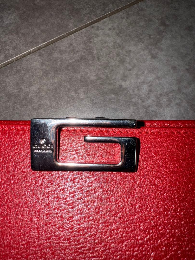 グッチ GUCCI 長財布 G金具 赤　小物 レザー Wホック レディース
