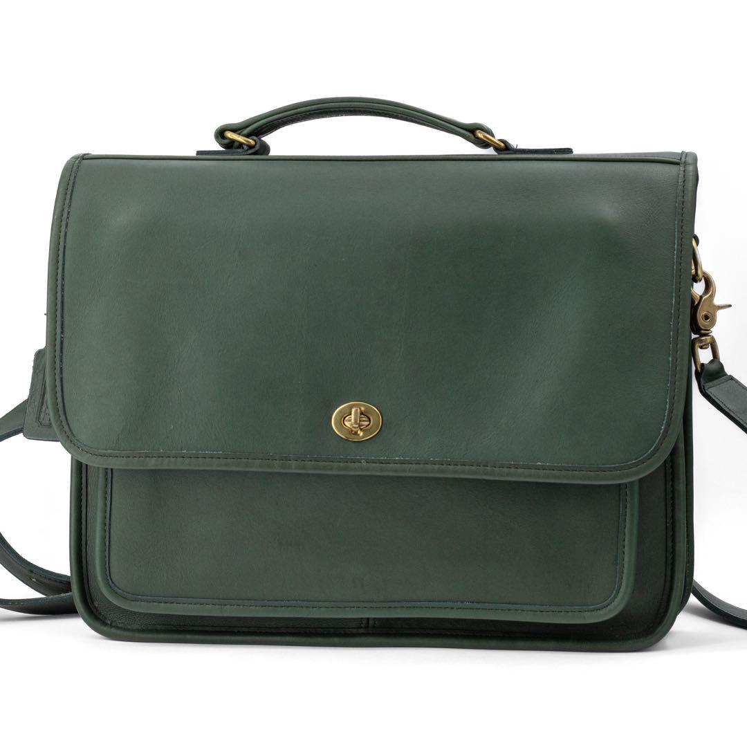 Z987【美品】オールドコーチ　ビジネスバッグ　ショルダー　ターンロック　緑