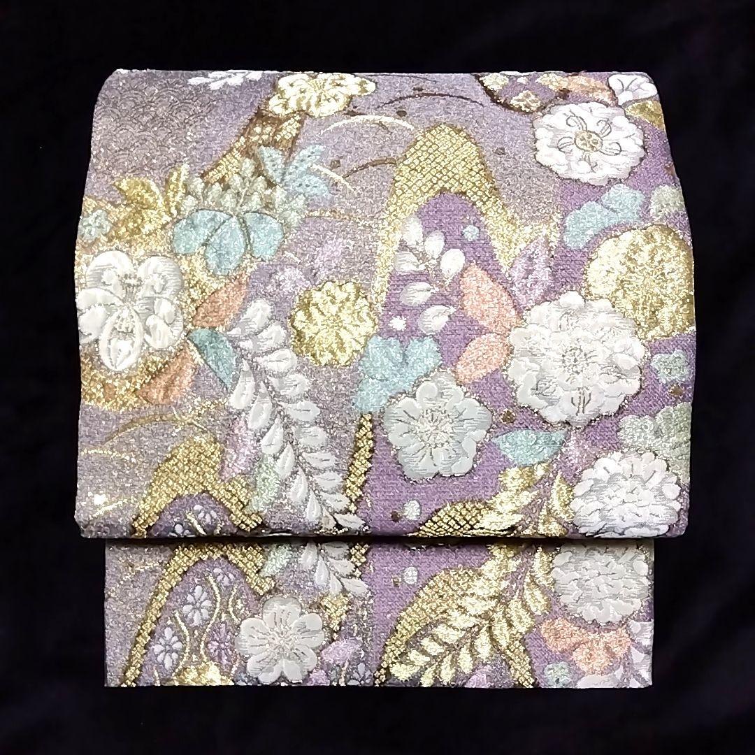 翠山工房 落款 セット 辻ケ花 辻ヶ花 袋帯 辻が花 訪問着 紫 絞り