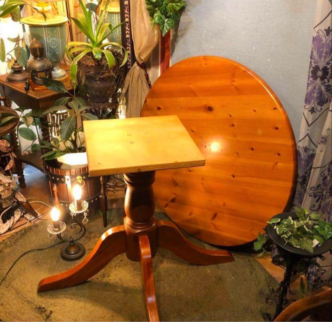 ヴィンテージ パインソリッド　アンティーク　ラウンドテーブル