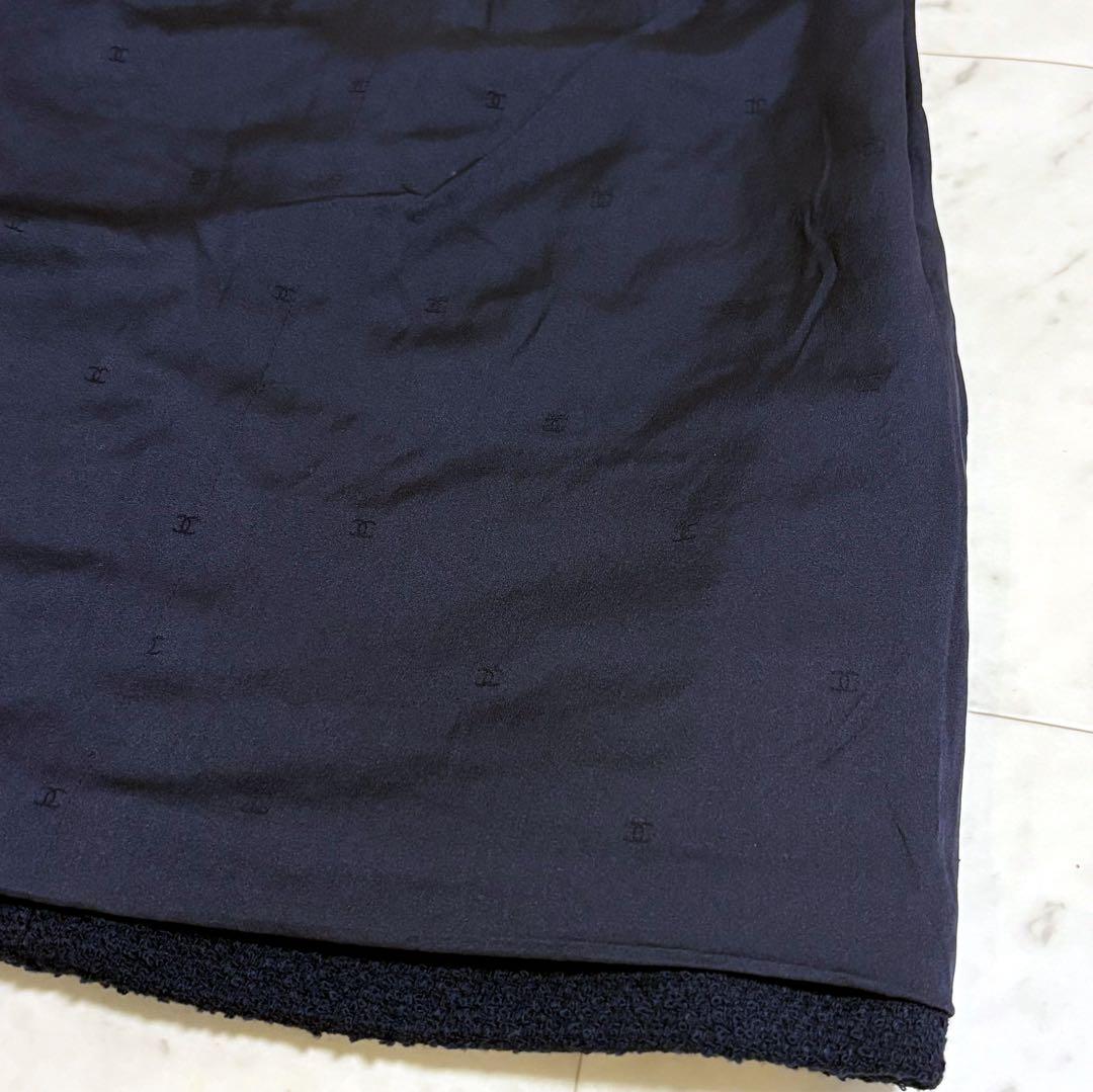 【未使用 タグ付き】CHANEL ココマーク ツイード スカート ネイビー 40