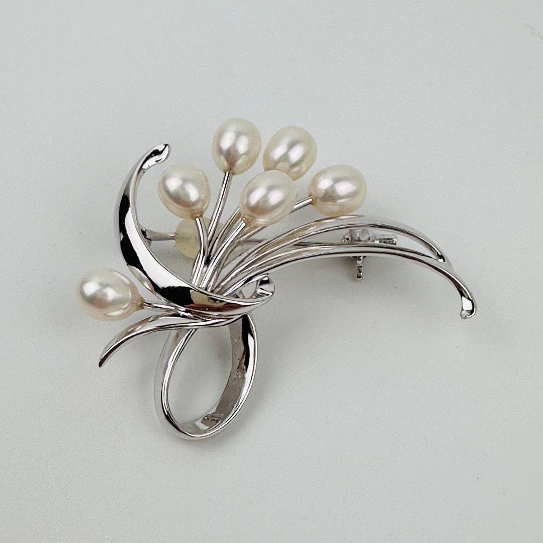 美品　タサキ　シルバーパールブローチ 約5cm コサージュ　アクセサリー