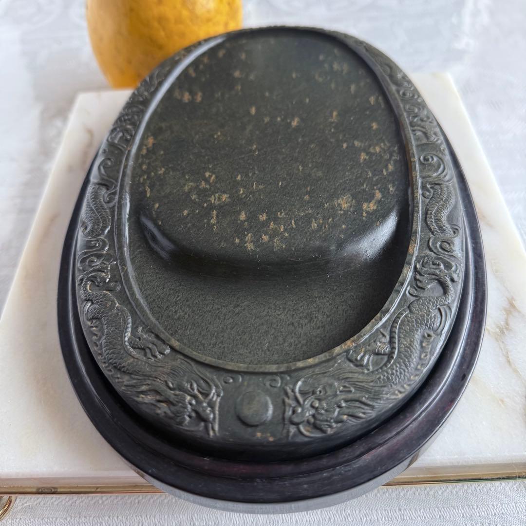 超限定出品‼️端渓硯『DRAGON双龍蛋形硯』」昇竜蛋形金星唐木箱蓋証明書付1点③