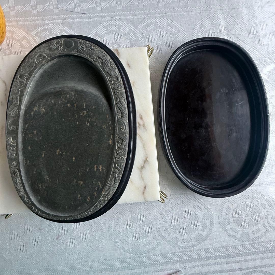 超限定出品‼️端渓硯『DRAGON双龍蛋形硯』」昇竜蛋形金星唐木箱蓋証明書付1点③