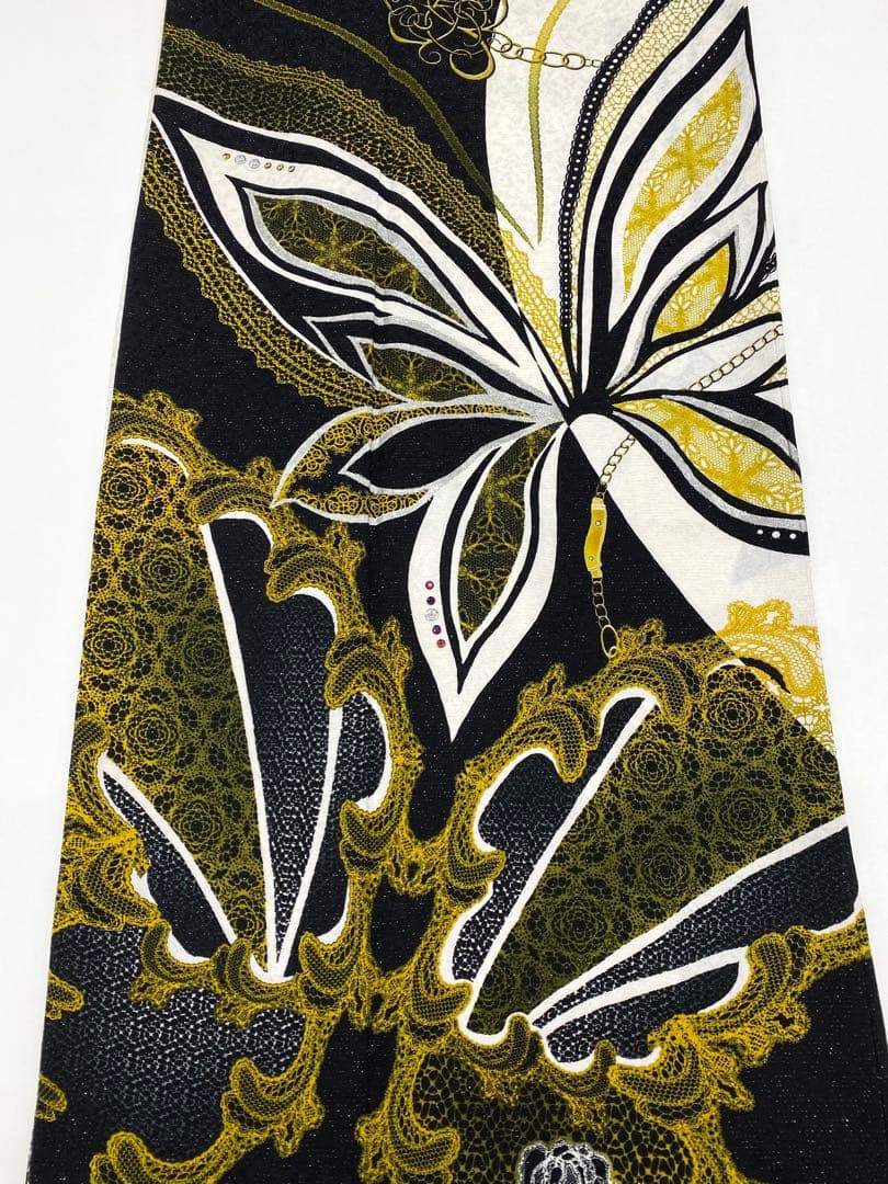 ブランド振袖 豪華 銀通し ストーン 銀彩 身丈165cm パールトーン加工済