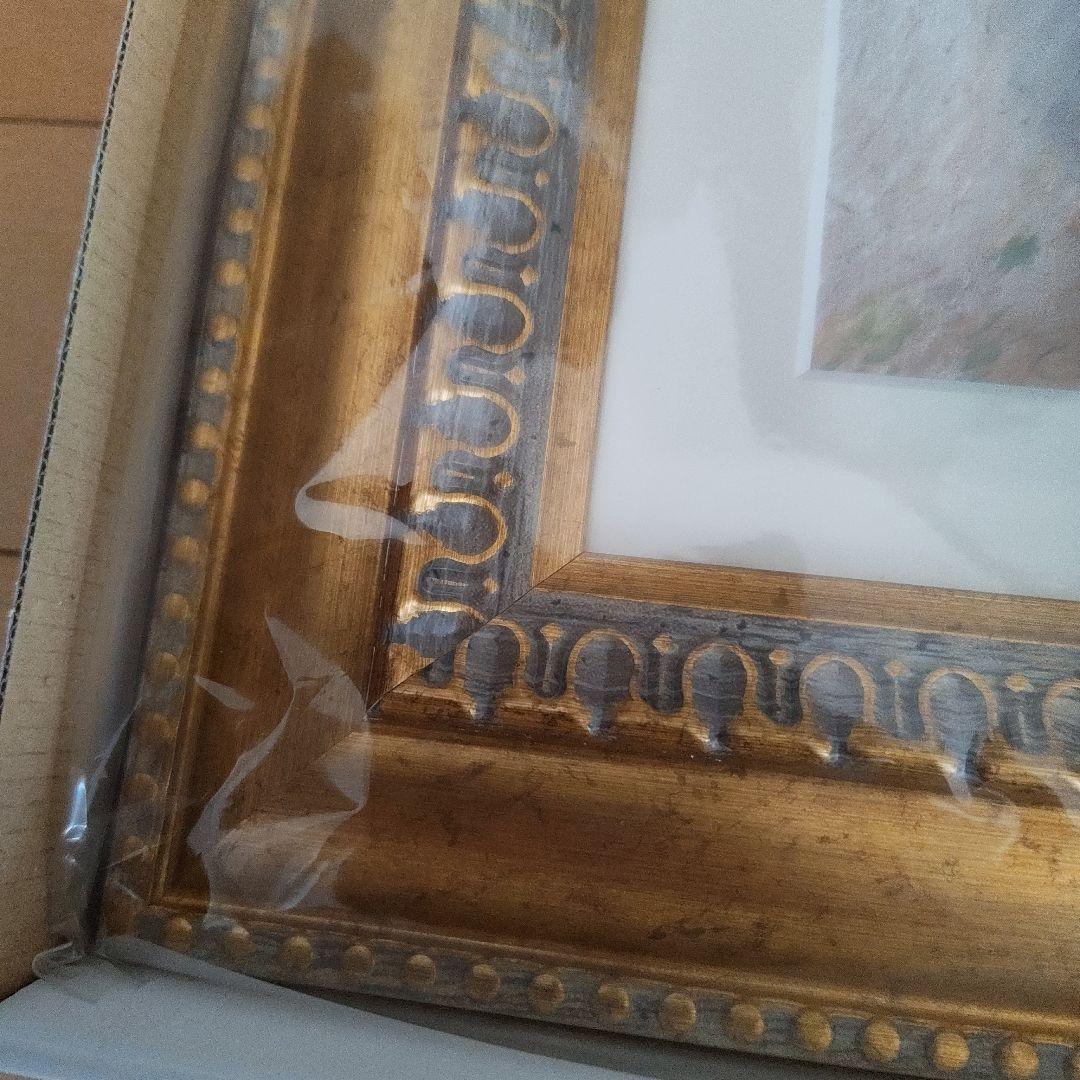 新品未使用　クロード・モネ 金色装飾額　日傘の女　＆　赤い船 アルジャントゥイユ