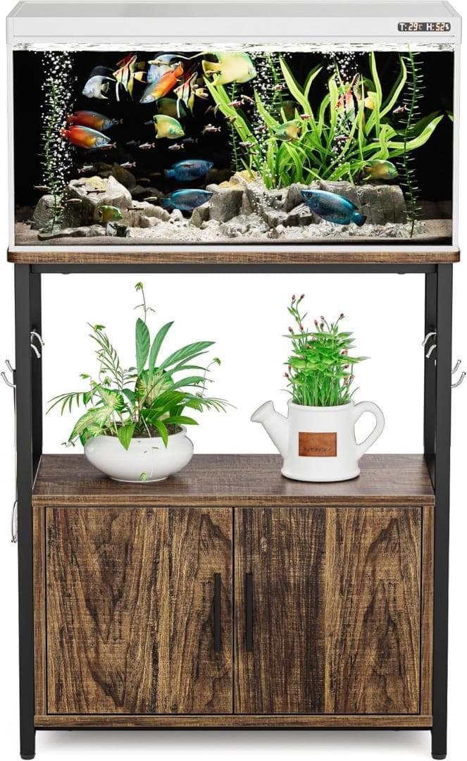 送料無料　DEWEL 水槽台 60cm水槽用 キャビネット付き 木目調