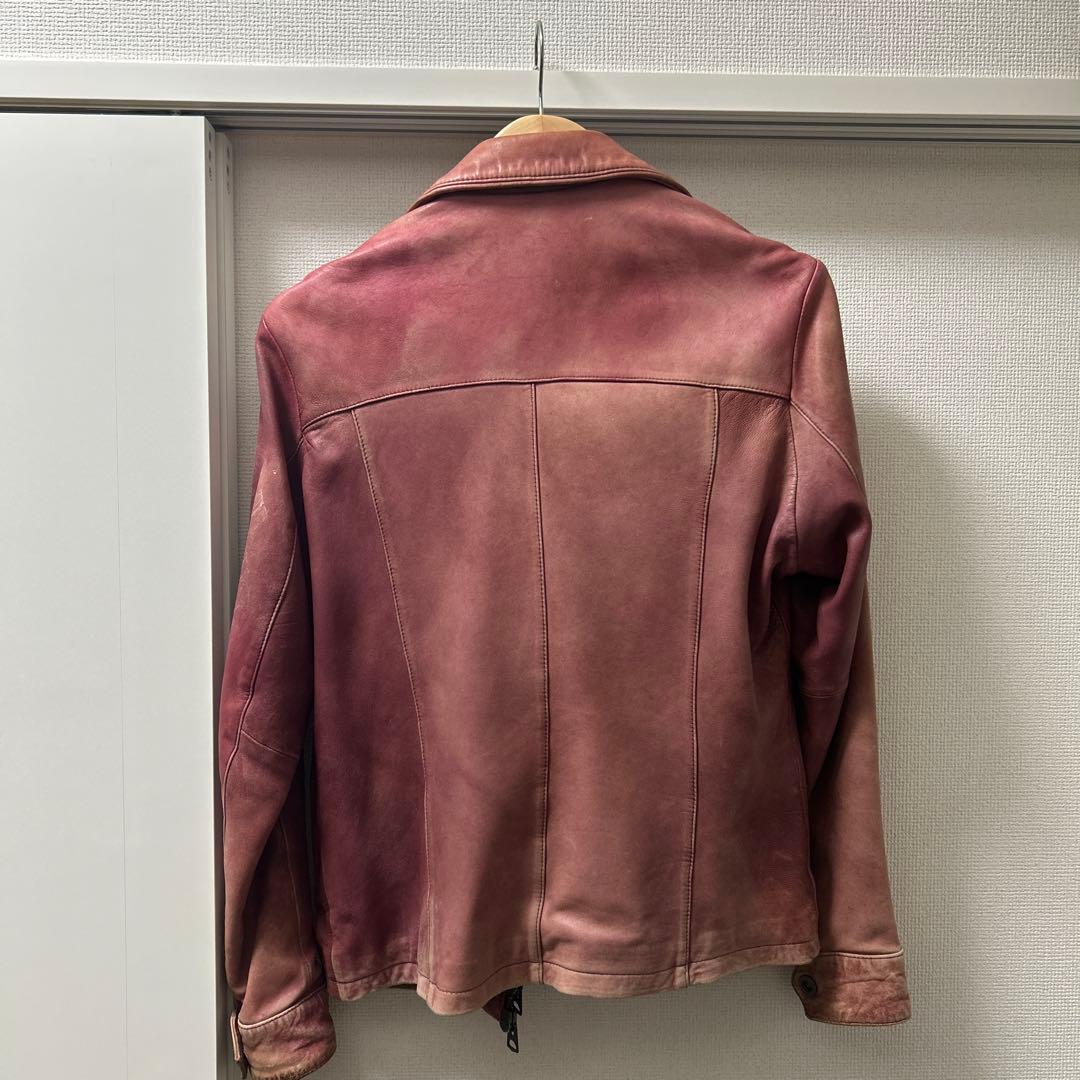 AVIREX ライダースジャケットシングル　シープスキン　ワインレッド