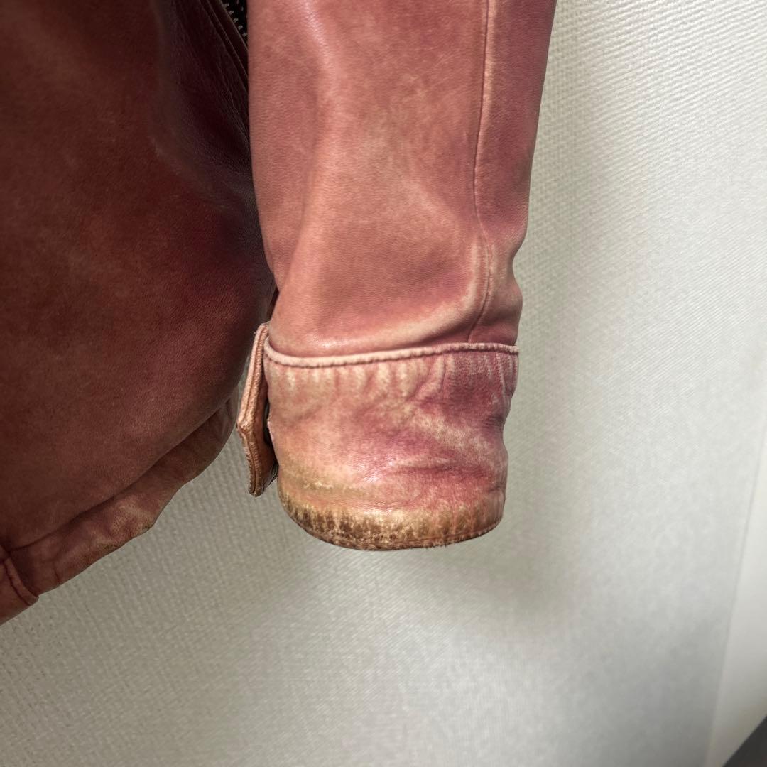 AVIREX ライダースジャケットシングル　シープスキン　ワインレッド