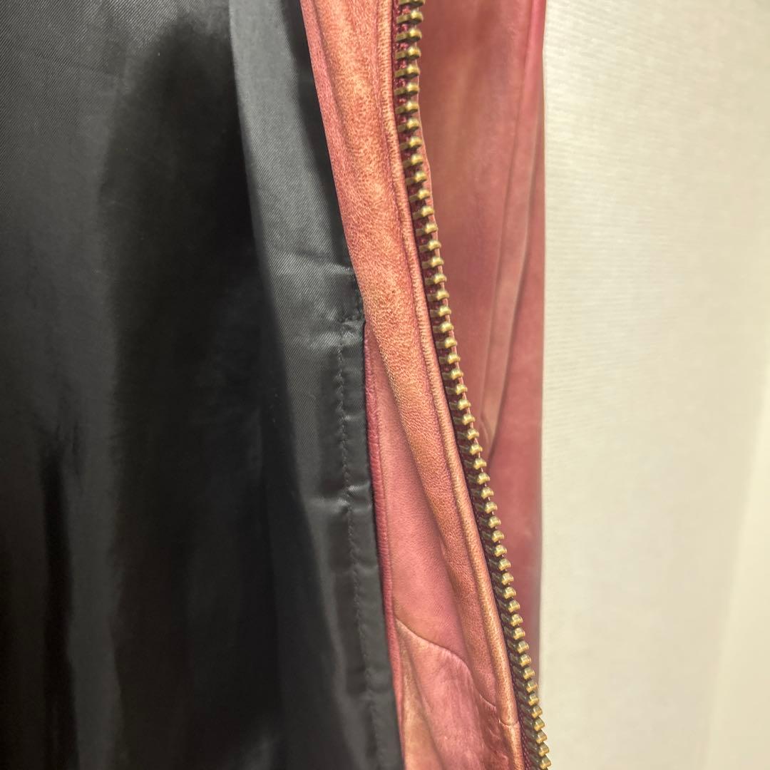 AVIREX ライダースジャケットシングル　シープスキン　ワインレッド