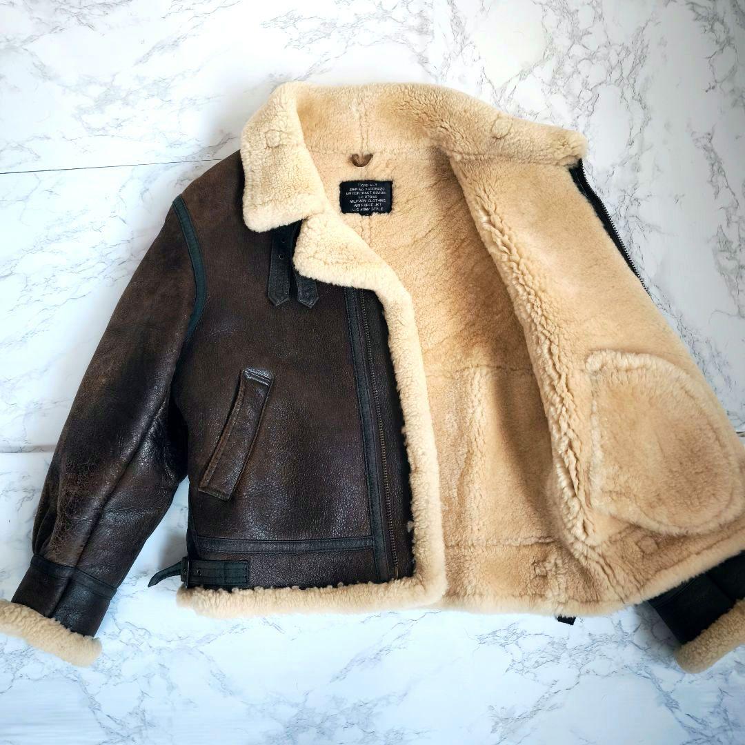 【KeNshiro】ムートンジャケット B3 本革 リアルレザー 裏地ボア