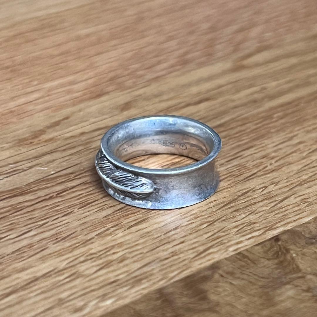 希少 ビンテージ シルバー 925 ピンキーリング フェザー 10号