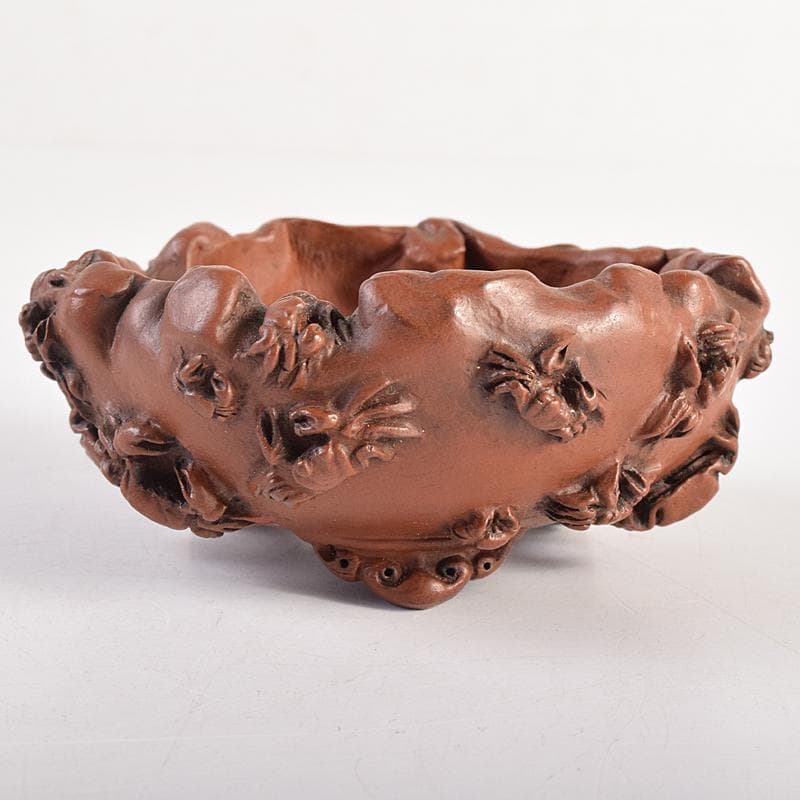 subarujp2005　紫泥　蟹刻　小さな植木鉢　盆栽鉢　M　R8812