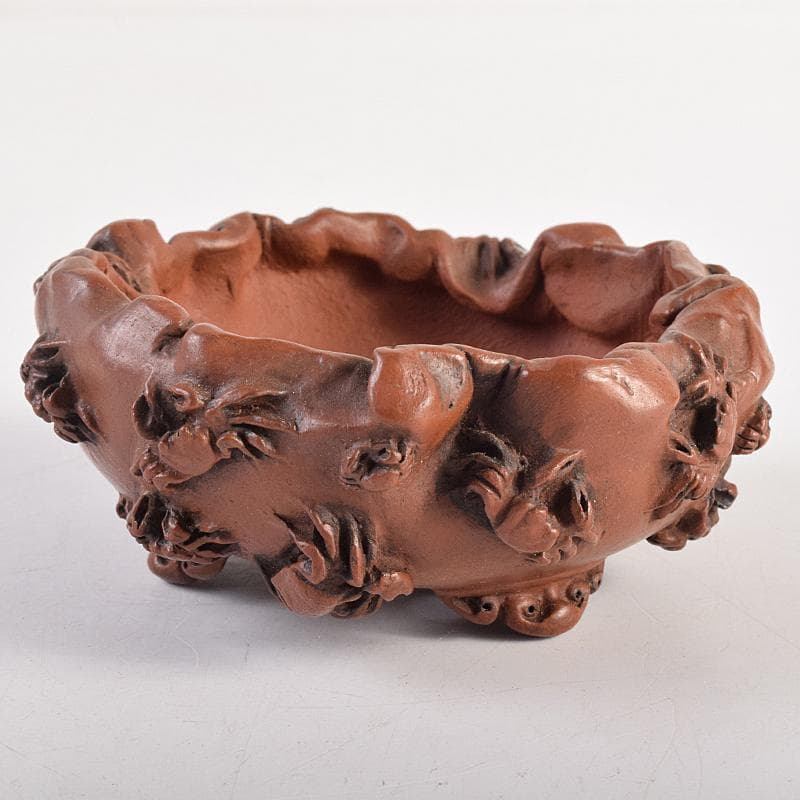 subarujp2005　紫泥　蟹刻　小さな植木鉢　盆栽鉢　M　R8812