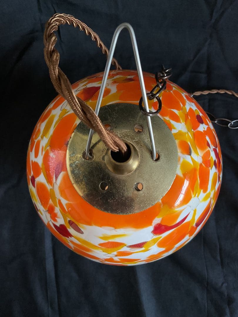 1960年代ヤマギワ・オリジナル「エッグ型ペンダントランプ」マグマ・オレンジ
