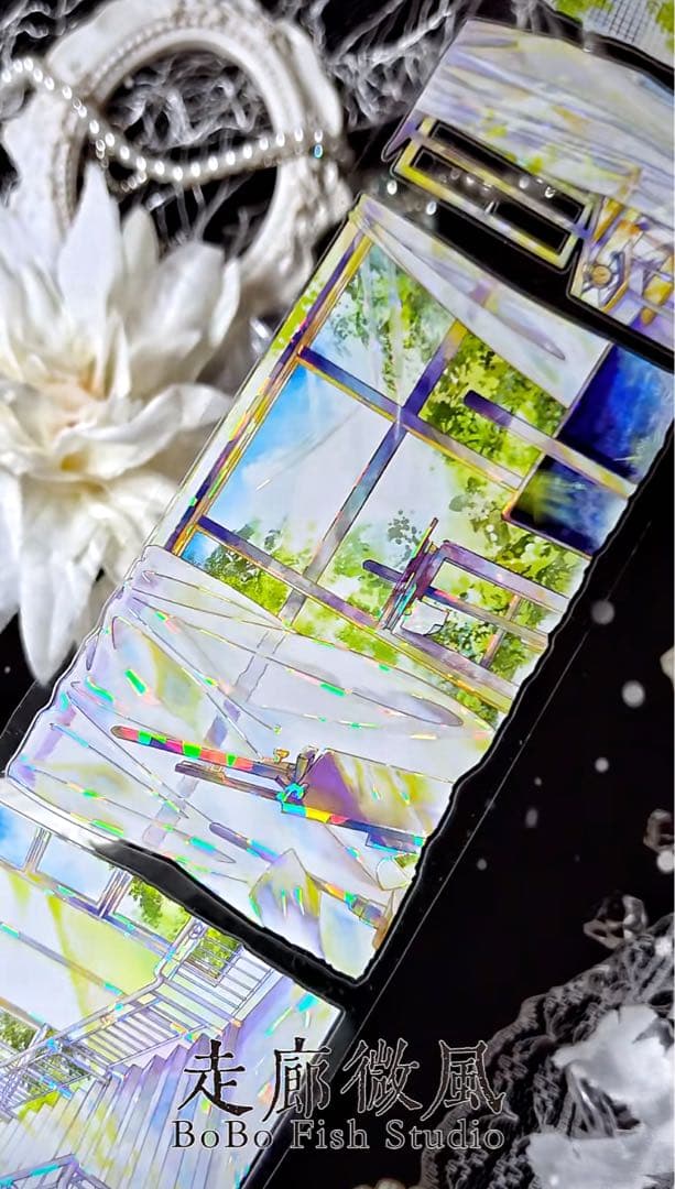 【9368】海外　5m巻　貝殻光カッティングマスキングテープ学校生活　装飾背景系