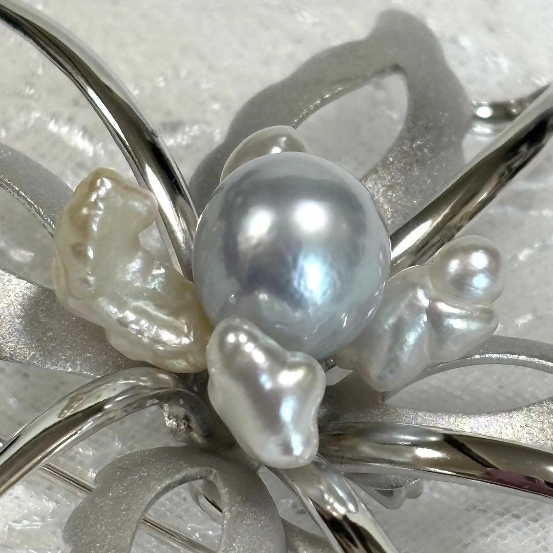 新品 GSTV 黒蝶真珠 白蝶ケシパール ブローチ ネックレストップ 箱/保証書