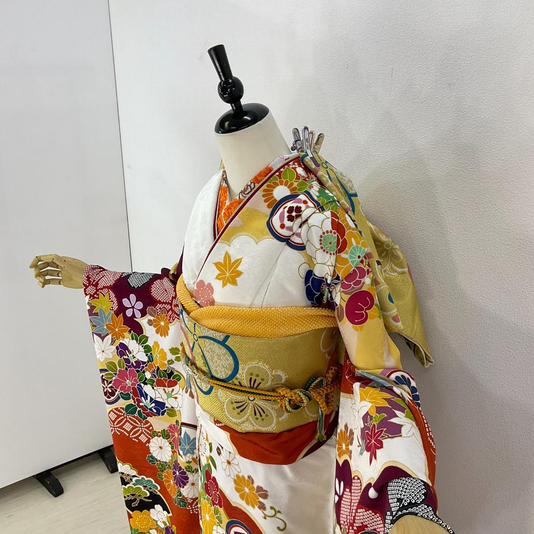 かんろ　ふくよかさん対応　正絹お振袖　フルセット　巾広胴裏込み