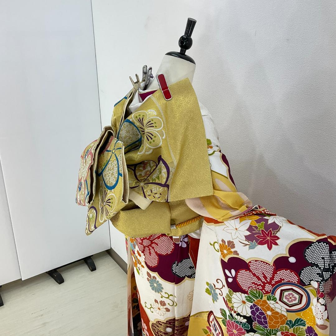 かんろ　ふくよかさん対応　正絹お振袖　フルセット　巾広胴裏込み