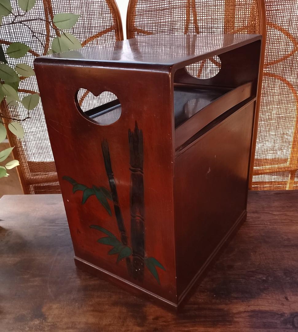 昭和レトロ 漆塗り 小箪笥 竹蒔絵 和家具 小引き出し 扉付き 和モダン 古民家