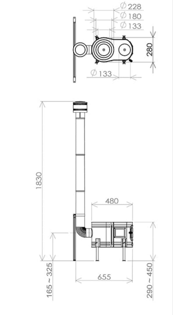 新品　ホンマ製作所　ステンレスストーブコンロセット APS-48DX　薪ストーブ