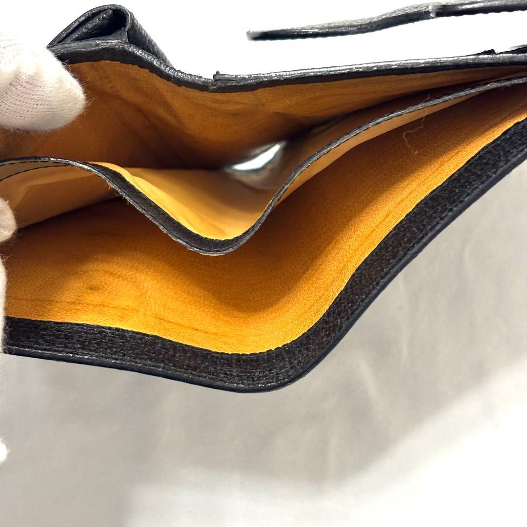 美品 グッチ GUCCI 二つ折り財布 ホースビット レザー 本革 ブラック