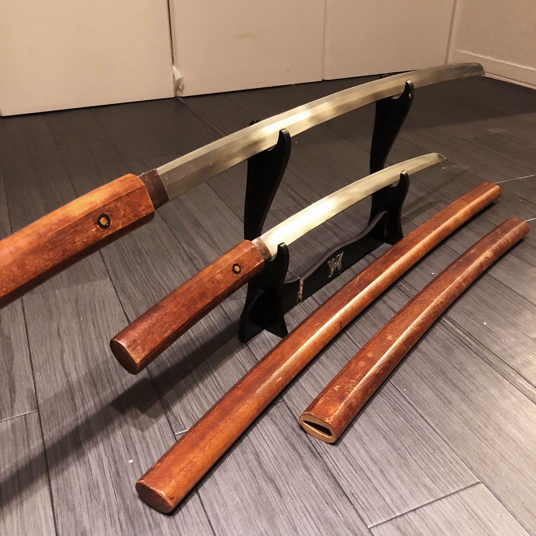 高級模造刀 白鞘 合金製 大小セット　居合刀 刃文 拵え