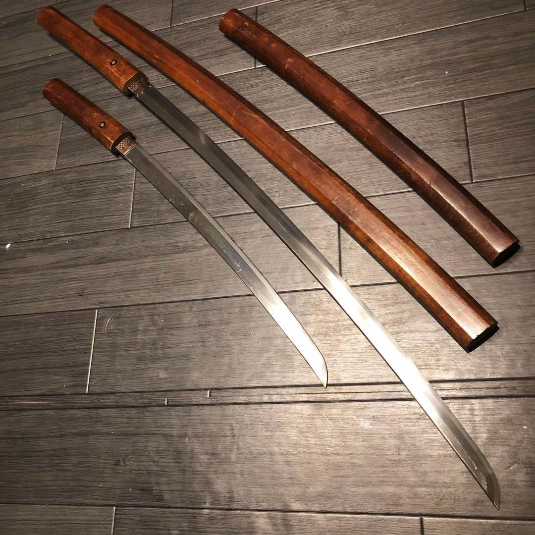 高級模造刀 白鞘 合金製 大小セット　居合刀 刃文 拵え