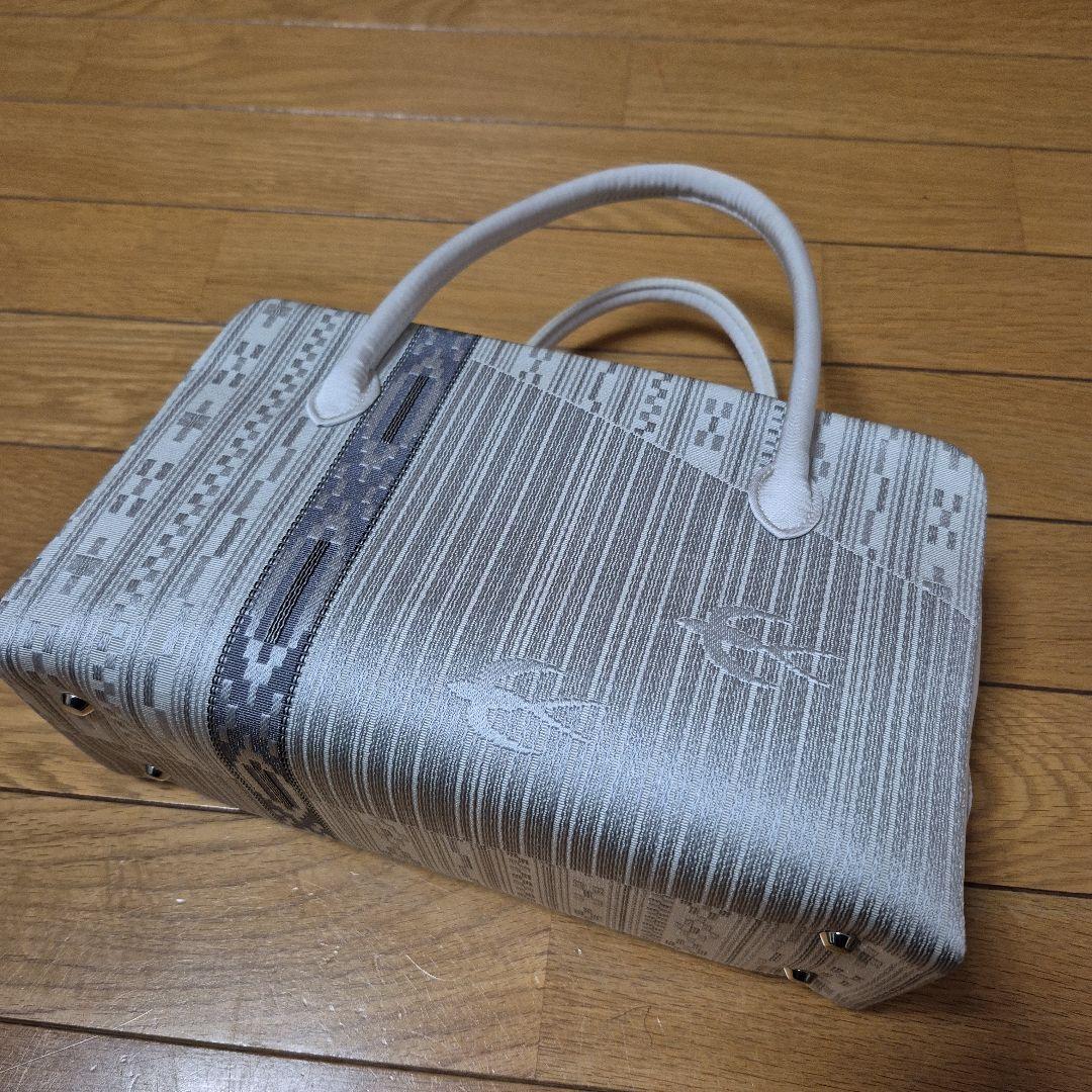 呉服店購入 和装用バッグ 利休バッグシルバー