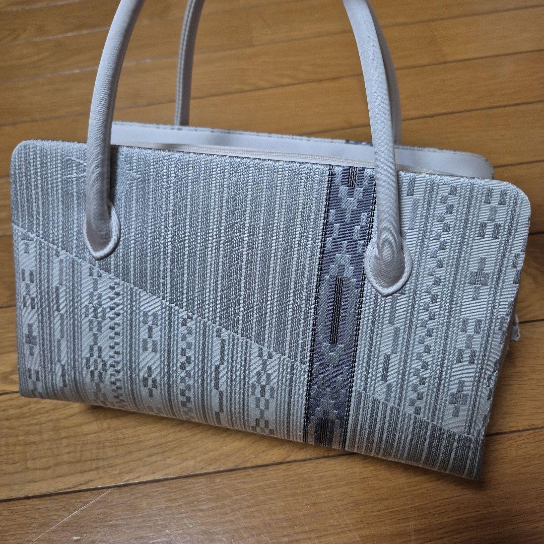 呉服店購入 和装用バッグ 利休バッグシルバー