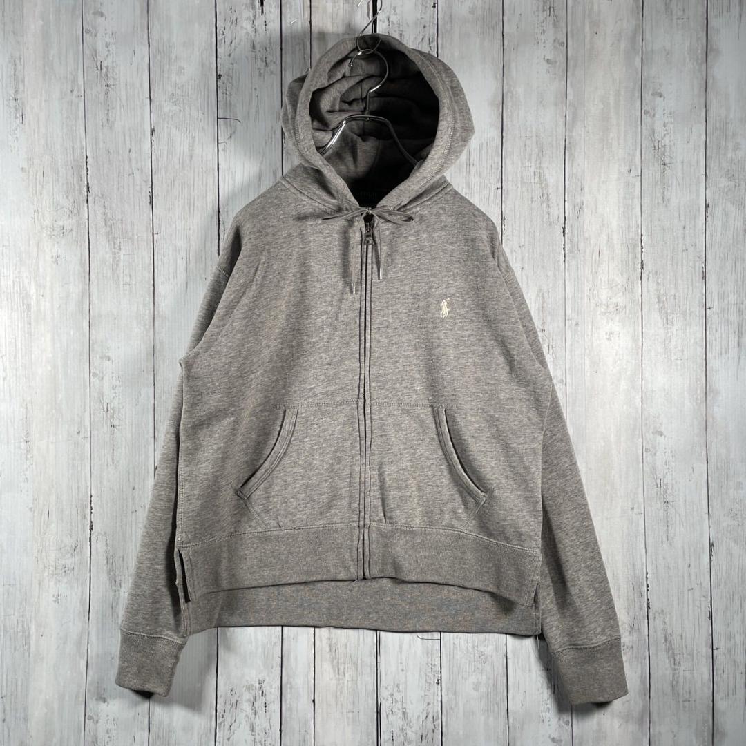 ポロラルフローレン ジップアップ スウェット フーディー パーカー M グレー