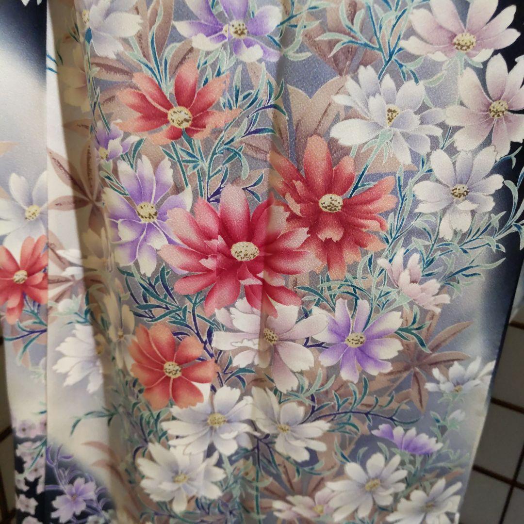 378 シンデレラみたいな　ふんわり　優しいお花柄　正絹振り袖7点フルセット