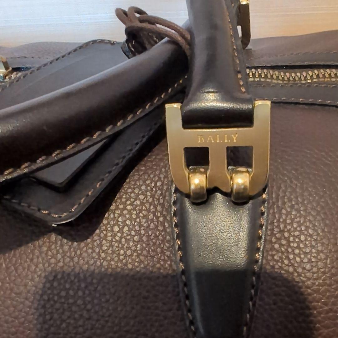 【美品】BALLY バリー ダークブラウン ボストンバッグ 2WAY シボ革