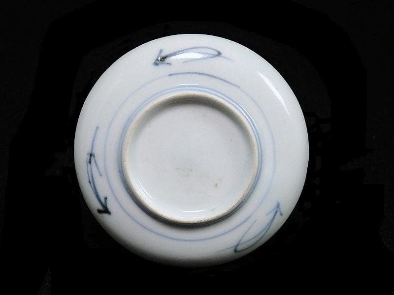 古伊万里　染付　東屋に山水の図　豆皿　A883AS-BWp