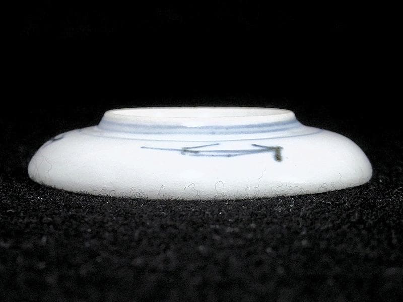 古伊万里　染付　東屋に山水の図　豆皿　A883AS-BWp