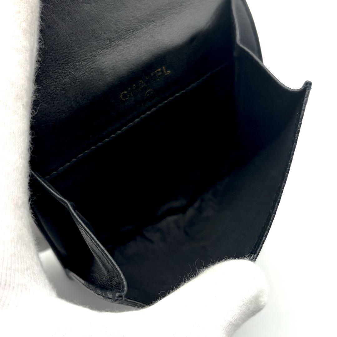 【美品✨】シャネル 財布 ココステッチ キャビア Wホック 二つ折 BL