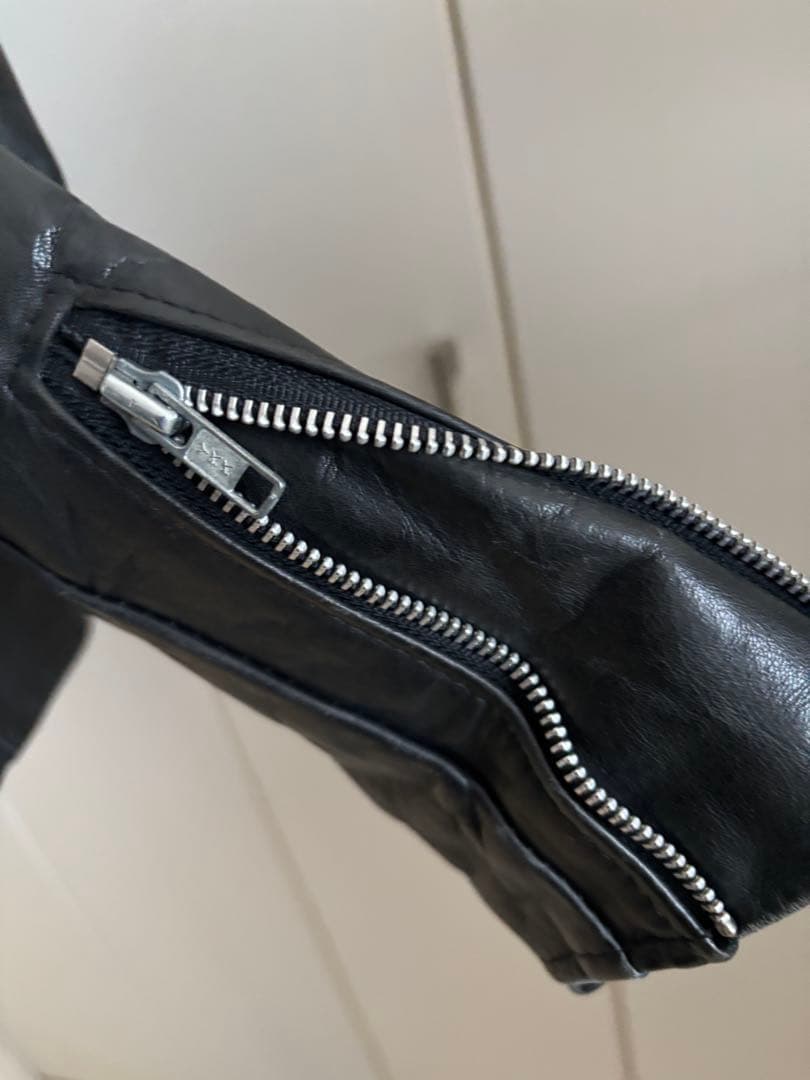 schott♡men'sブラックレザー シングルライダースジャケット