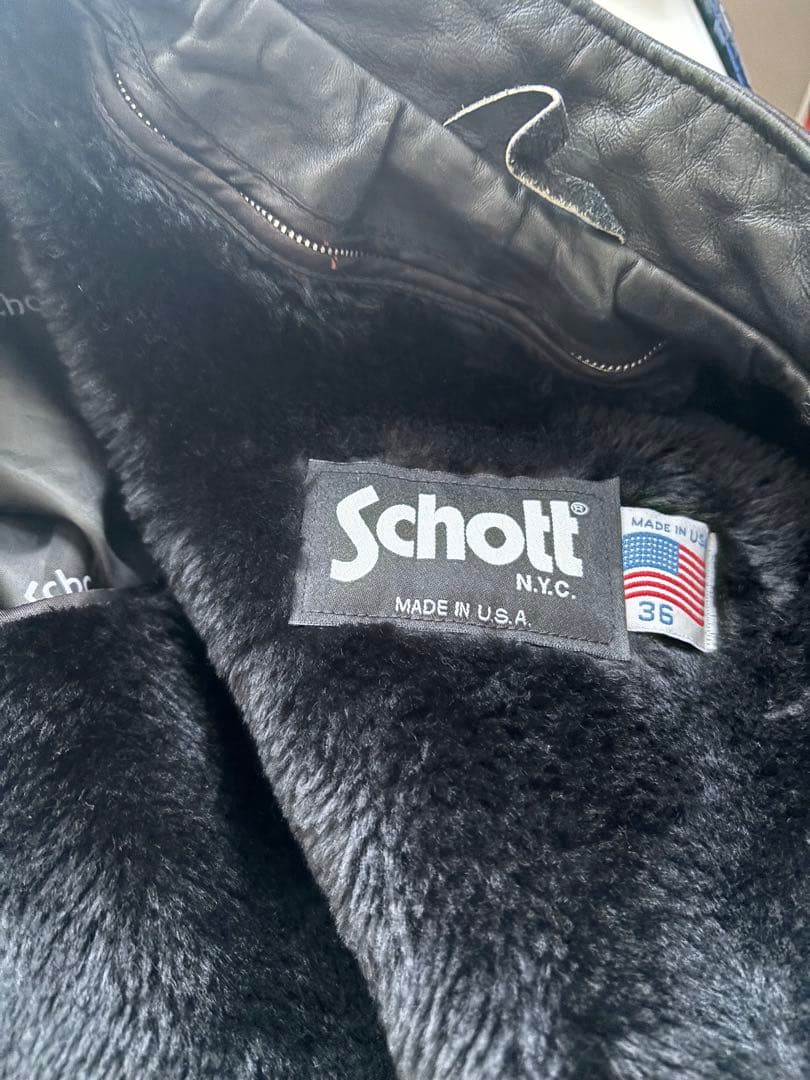 schott♡men'sブラックレザー シングルライダースジャケット