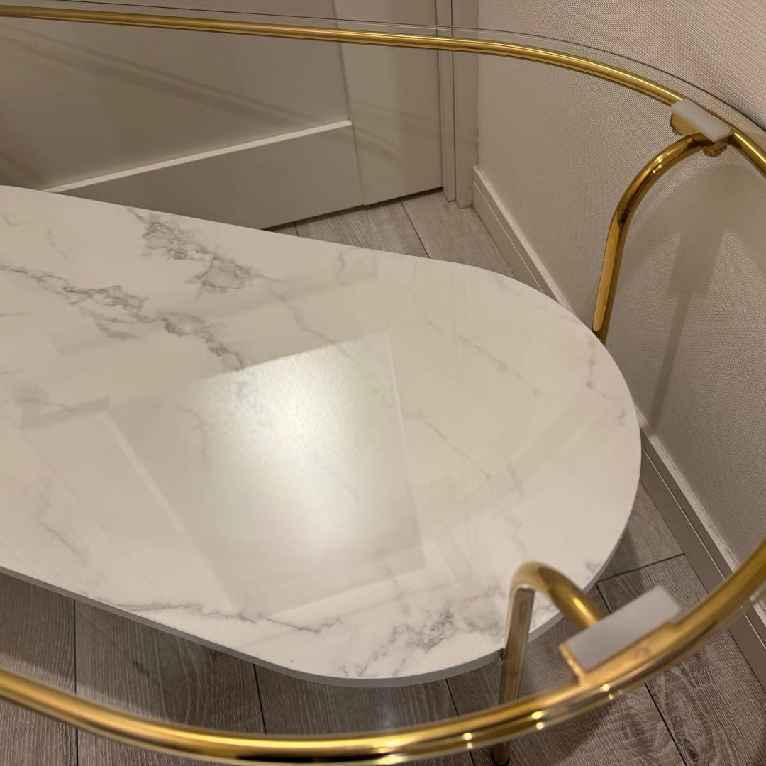 Francfranc レガート コーヒーテーブル Lゴールド×マーブル