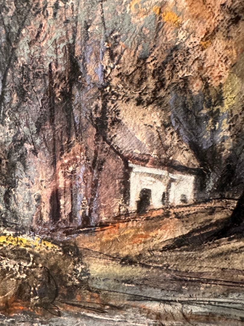 川村啓子 水彩画 公園 20号 額装済み 水彩連盟会員 箱あり