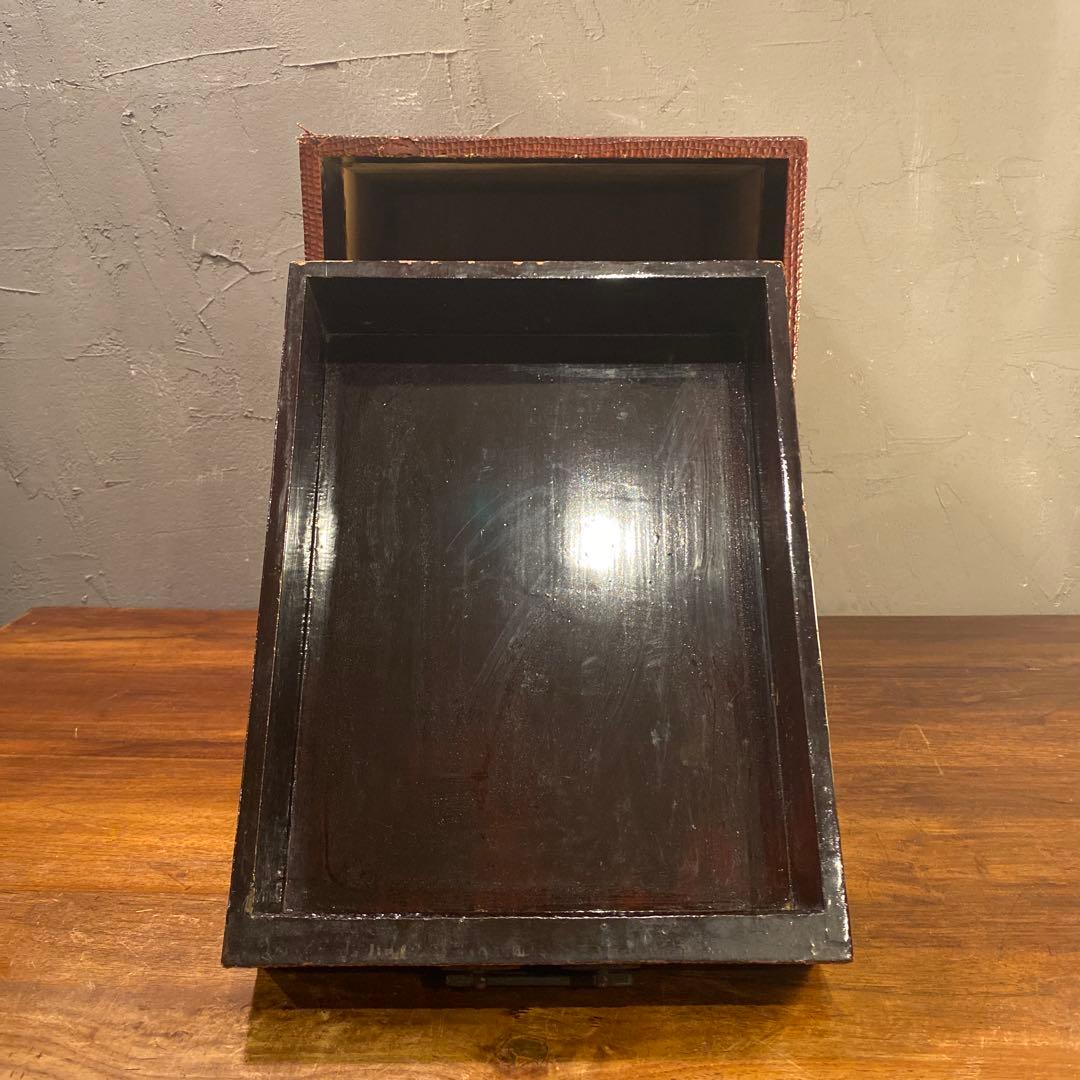 稀少 時代物 三段小引き出し 漆塗り 骨董品 古家具 古民家 蔵出し