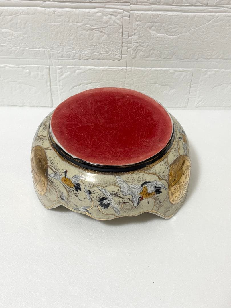 薩摩焼/栄盛窯/瀧山 作/金襴飾壷/骨董/飾壷インテリア/オブジェ/花生/三段壷