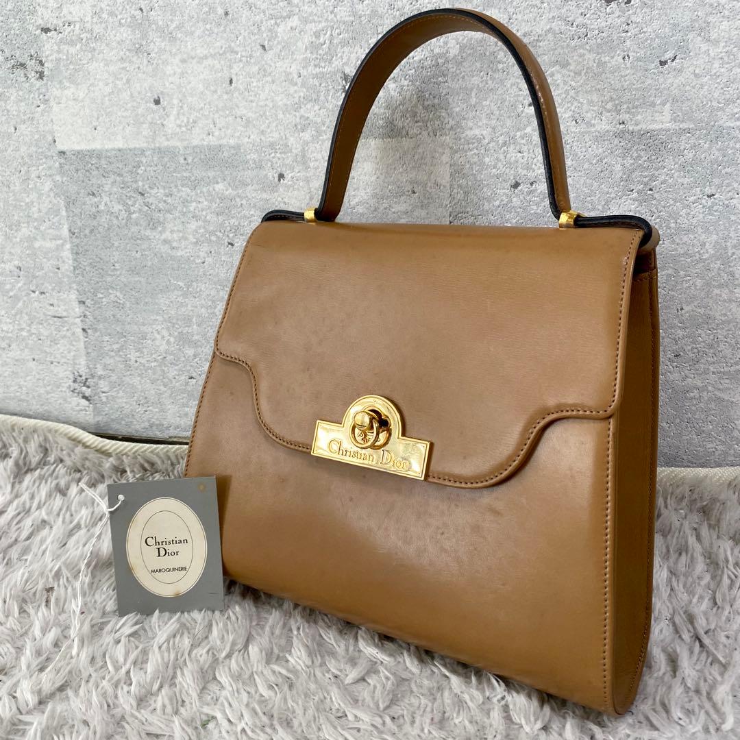 美品 Christian Dior ベージュ レザー 2WAY ショルダーバッグ