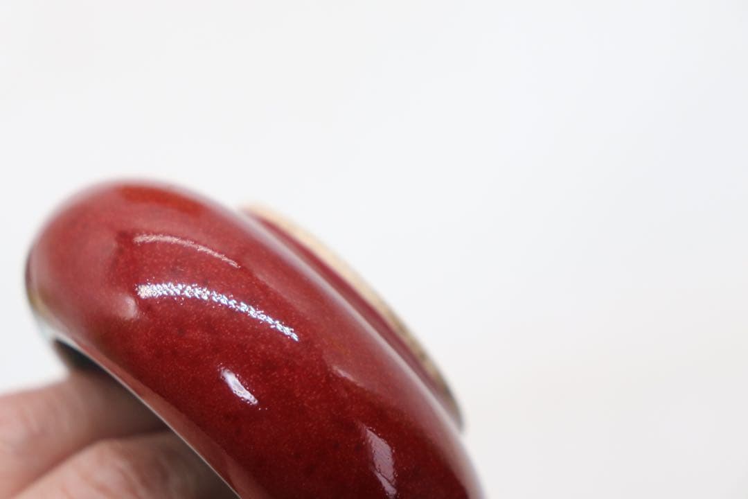 中国　清時代　紅釉水盂　大清光緒年製　送料込み250328