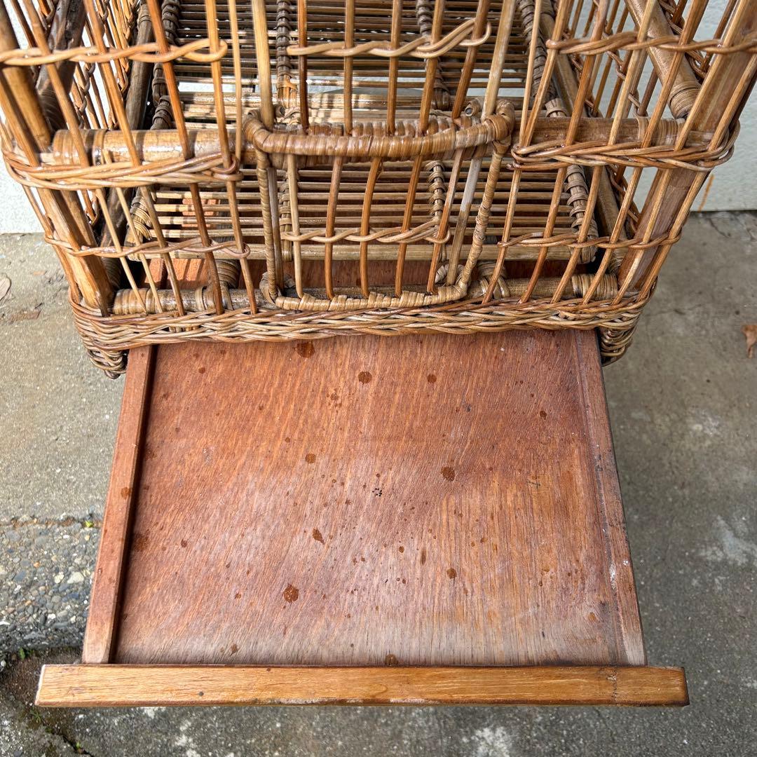 ヴィンテージ ◆ ハンギング ラタン鳥籠 ◆ 鳥かご バードケージ